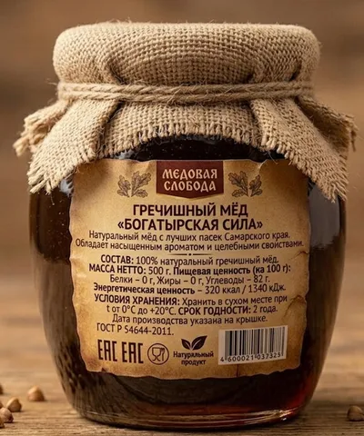 Оборот этикетки «Богатырская Сила» с описанием
